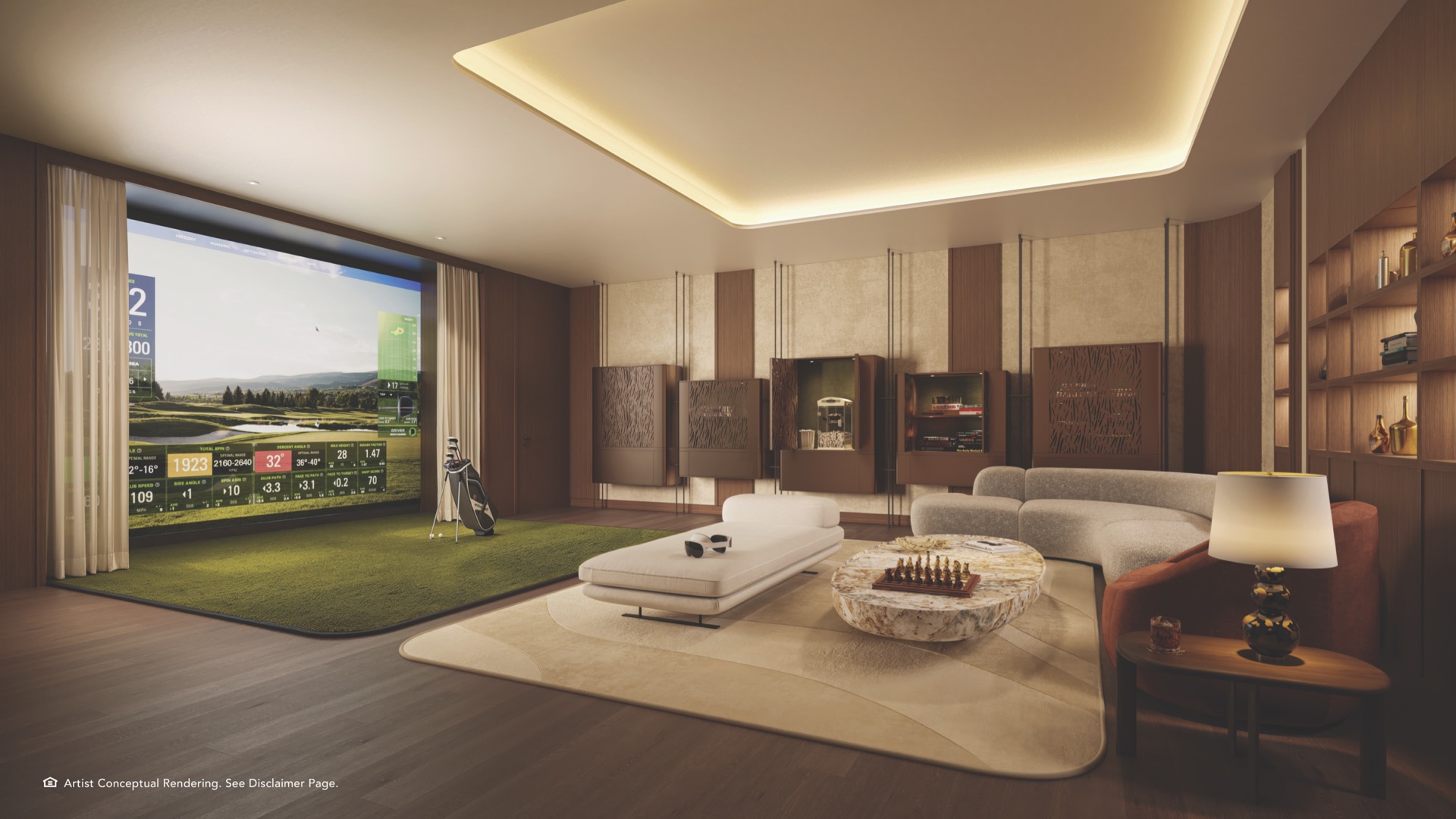 Game room with billiards.