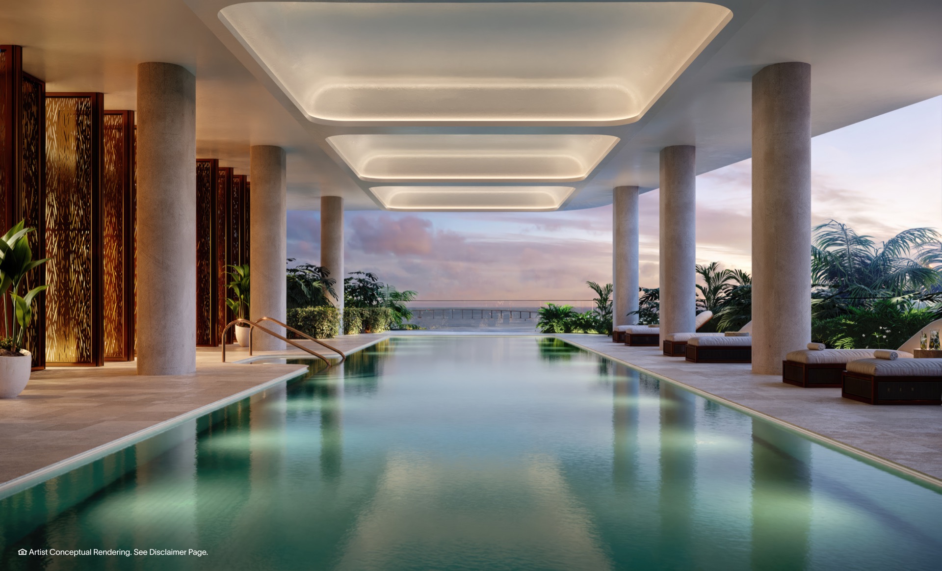 Covered outdoor lap pool.