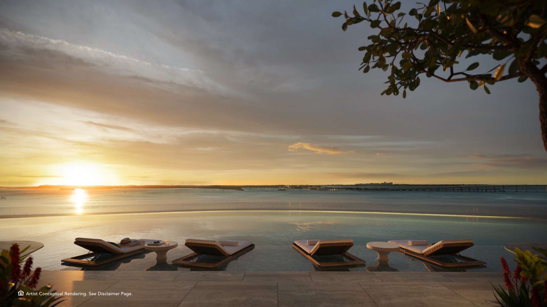 Ocean Pool with cabanas overlooking Biscayne Bay.
