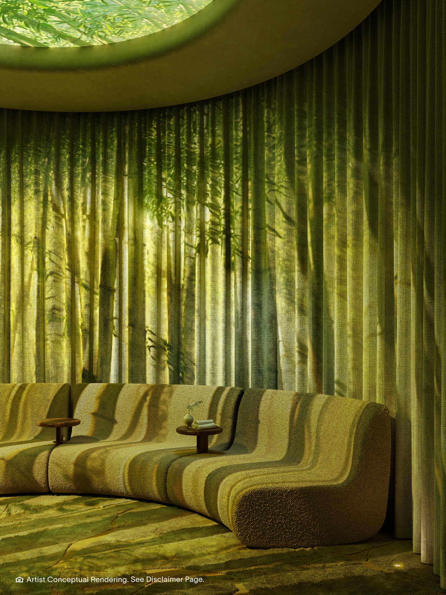 Immersive spa relaxation room.