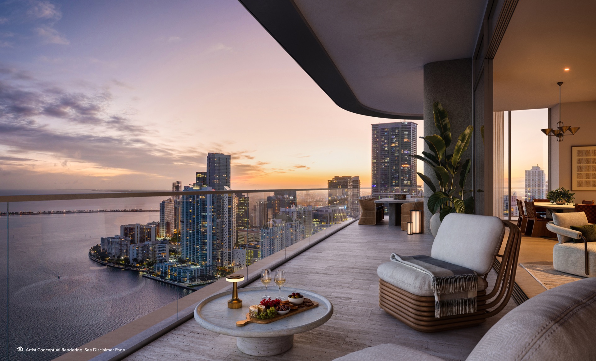 Private terrace with bay views.